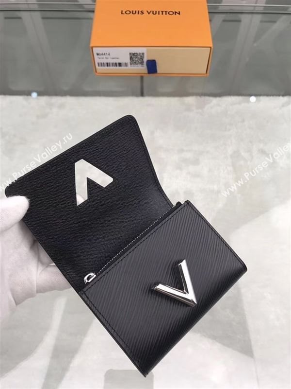 replica Louis Vuitton LV Twist Compact Wallet Epi Leather Purse Bag Black M64414