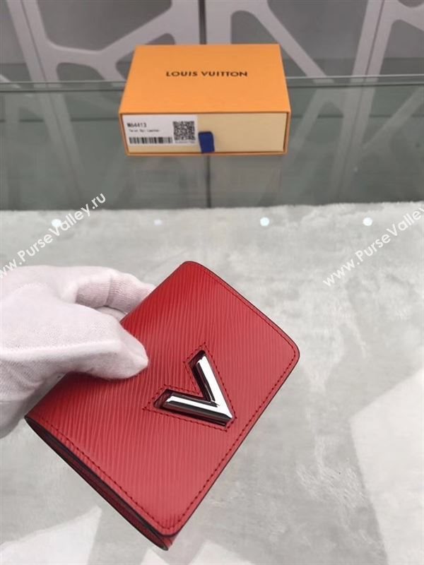 replica Louis Vuitton LV Twist Compact Wallet Epi Leather Purse Bag Red M64413