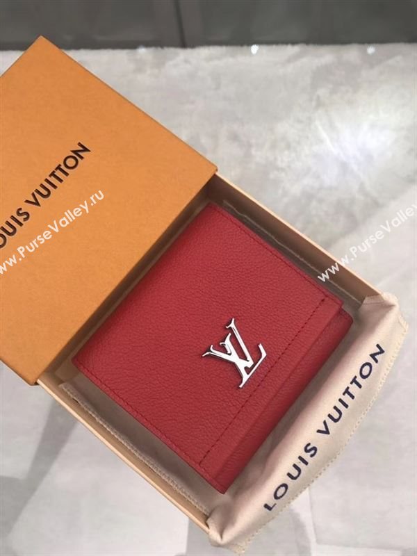 replica Louis Vuitton LV Lockme II Short Wallet Real Leather Purse Bag M64308 Red