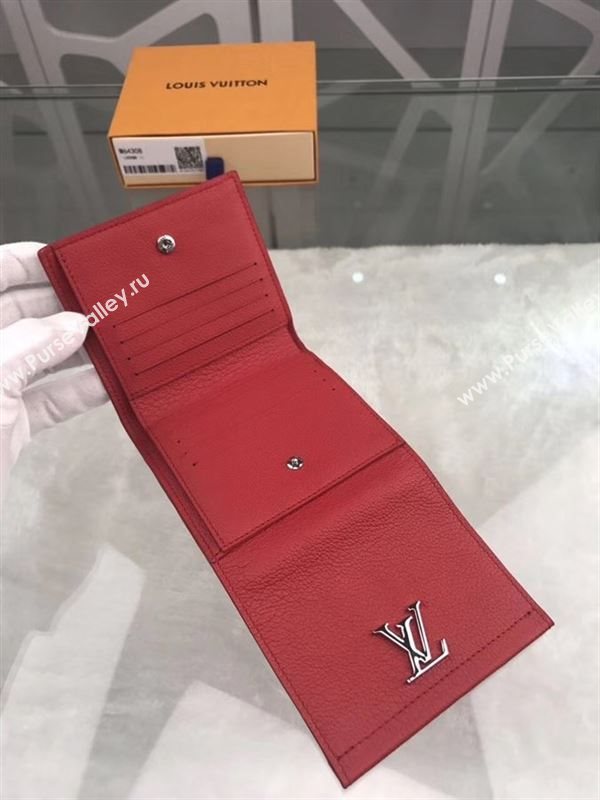 replica Louis Vuitton LV Lockme II Short Wallet Real Leather Purse Bag M64308 Red