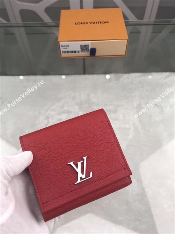 replica Louis Vuitton LV Lockme II Short Wallet Real Leather Purse Bag M64308 Red
