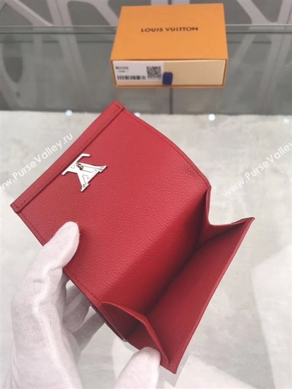 replica Louis Vuitton LV Lockme II Short Wallet Real Leather Purse Bag M64308 Red