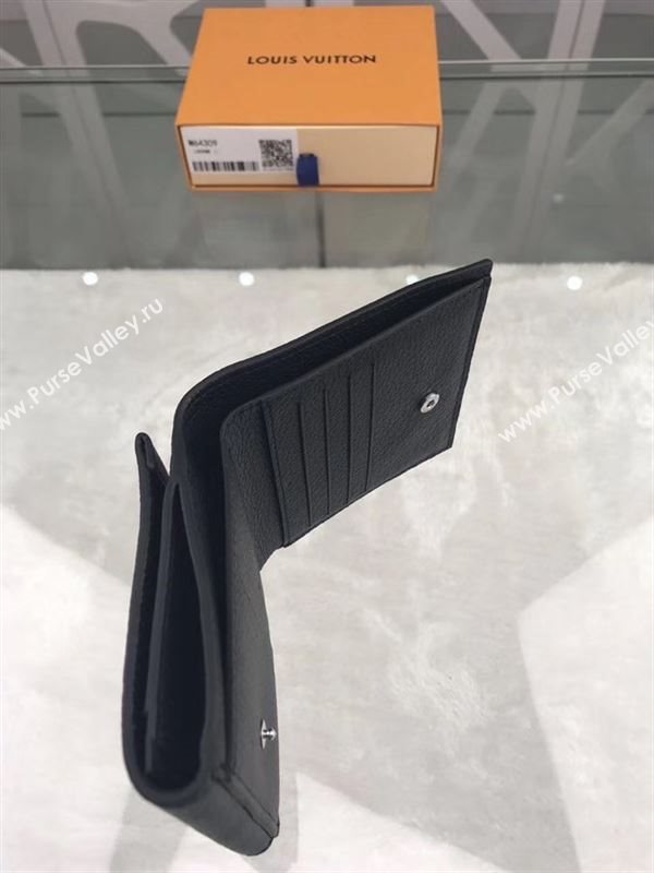 replica Louis Vuitton LV Lockme II Short Wallet Real Leather Purse Bag M64309 Black
