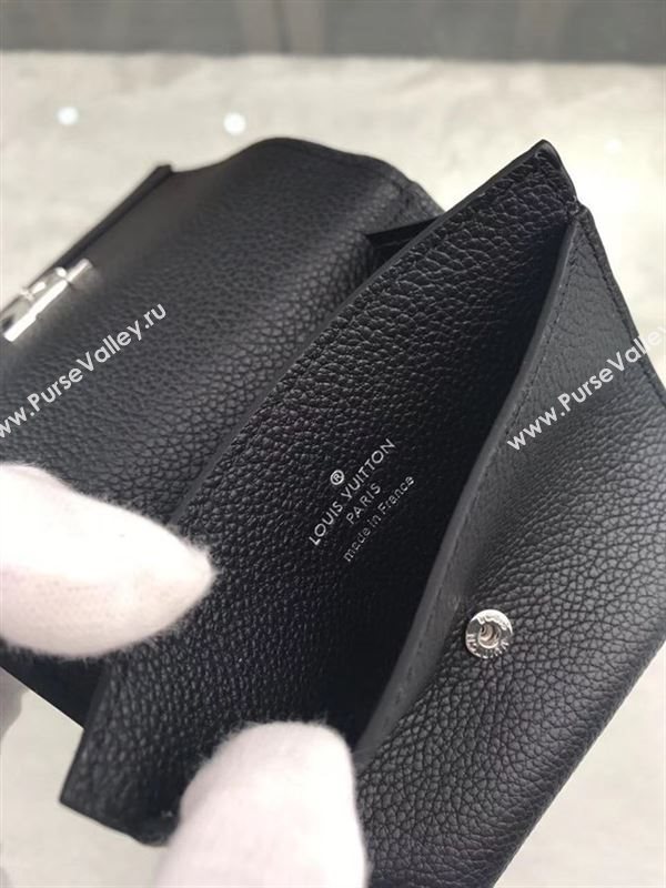 replica Louis Vuitton LV Lockme II Short Wallet Real Leather Purse Bag M64309 Black