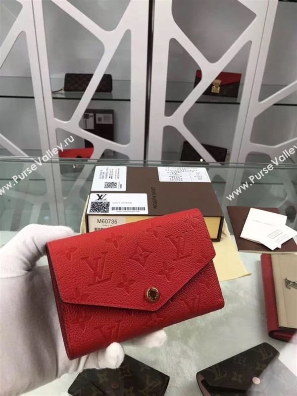 replica Louis Vuitton LV Monogram Real Leather Short Snap Wallet Purse Bag M60735 Red