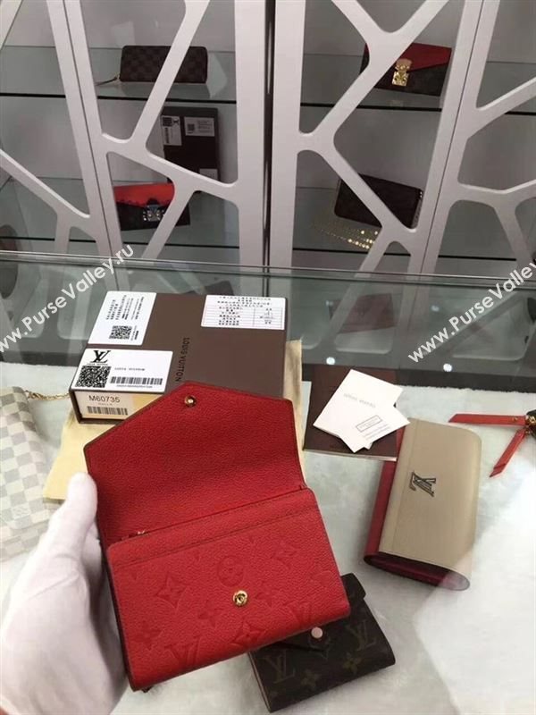 replica Louis Vuitton LV Monogram Real Leather Short Snap Wallet Purse Bag M60735 Red