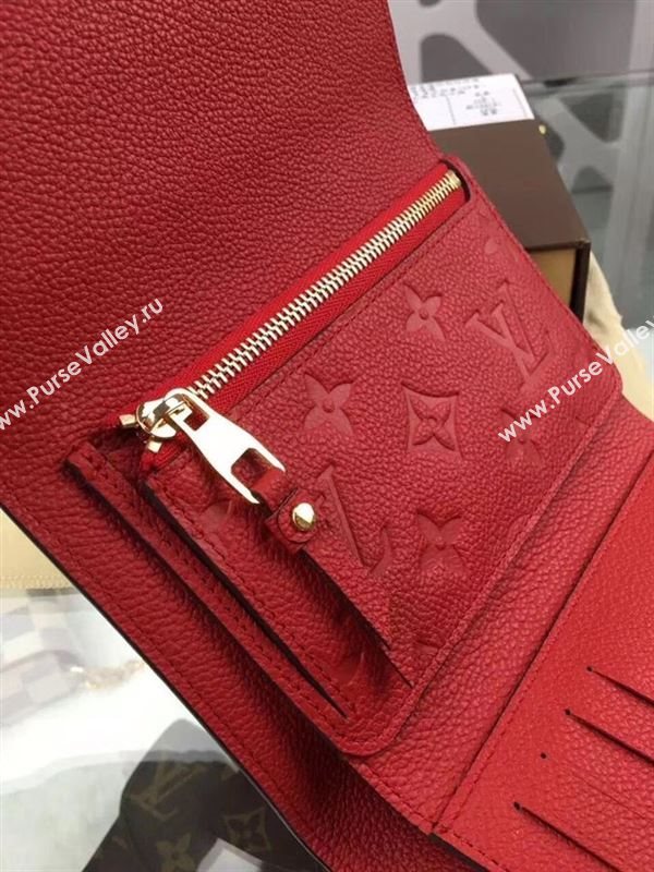 replica Louis Vuitton LV Monogram Real Leather Short Snap Wallet Purse Bag M60735 Red