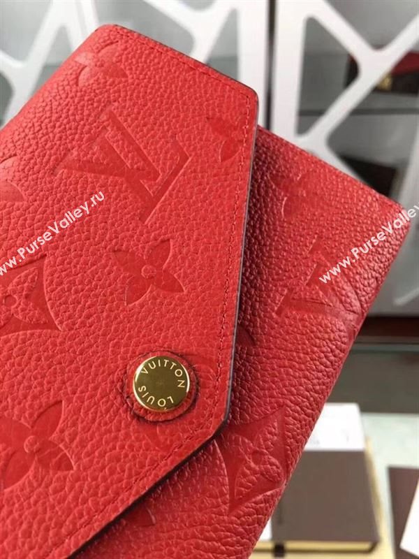 replica Louis Vuitton LV Monogram Real Leather Short Snap Wallet Purse Bag M60735 Red