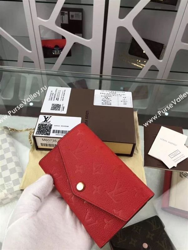 replica Louis Vuitton LV Monogram Real Leather Short Snap Wallet Purse Bag M60735 Red