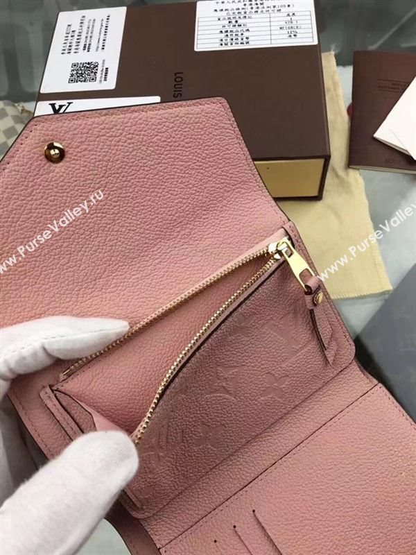 replica Louis Vuitton LV Monogram Real Leather Short Snap Wallet Purse Bag M60568 Pink