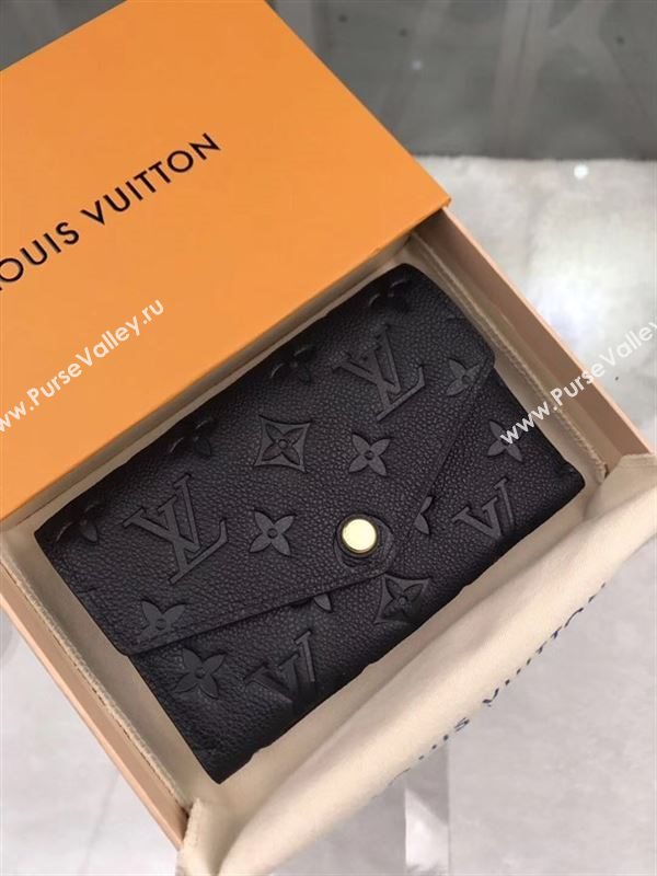 replica Louis Vuitton LV Monogram Real Leather Short Snap Wallet Purse Bag M60568 Black