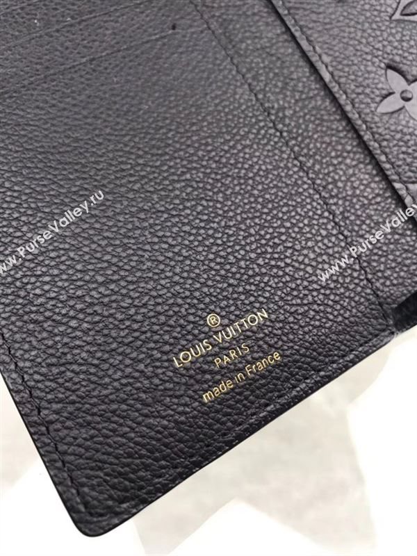 replica Louis Vuitton LV Monogram Real Leather Short Snap Wallet Purse Bag M60568 Black