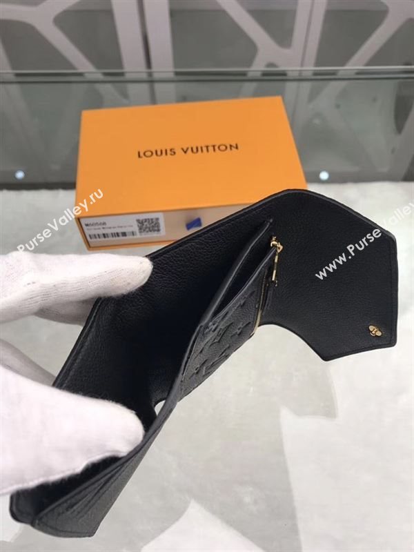 replica Louis Vuitton LV Monogram Real Leather Short Snap Wallet Purse Bag M60568 Black