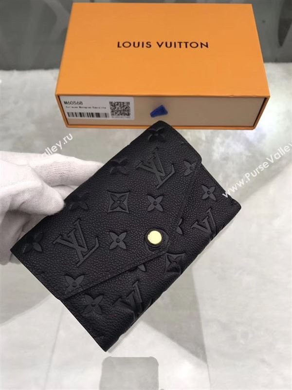 replica Louis Vuitton LV Monogram Real Leather Short Snap Wallet Purse Bag M60568 Black