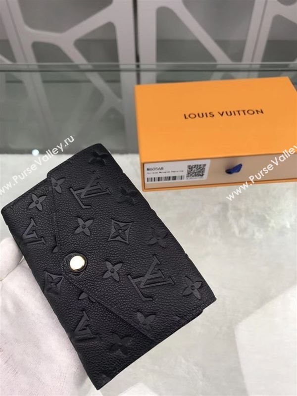 replica Louis Vuitton LV Monogram Real Leather Short Snap Wallet Purse Bag M60568 Black