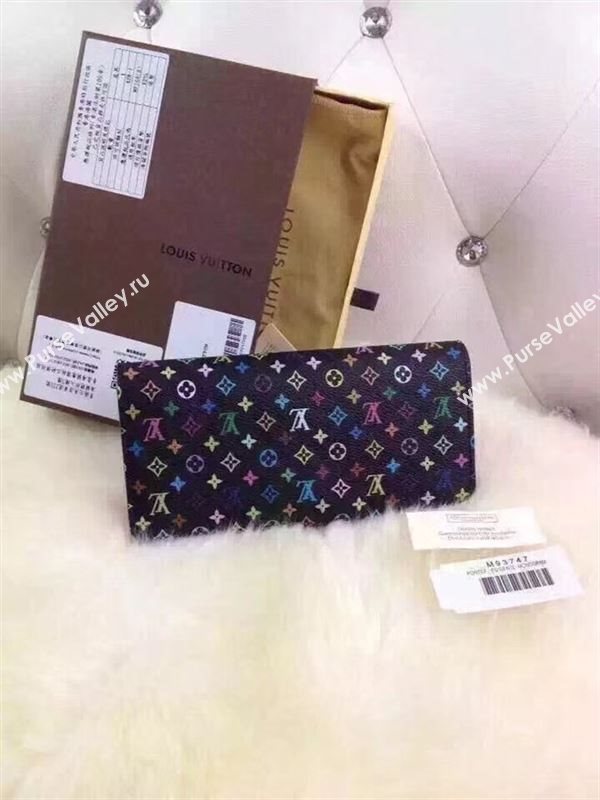 replica Louis Vuitton LV Monogram Long Snap Wallet Clutch Purse Bag M93747 Black