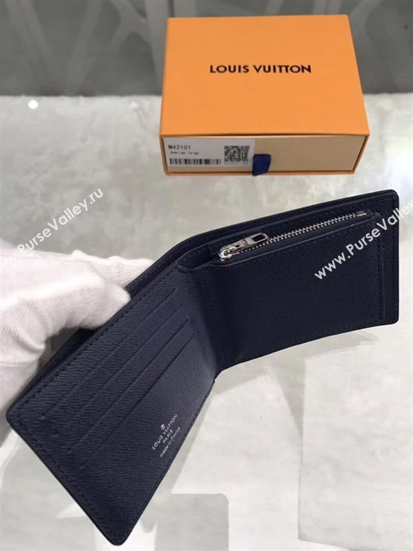 replica Louis Vuitton LV Amerigo Real Leather Wallet Purse Bag M42101 Navy