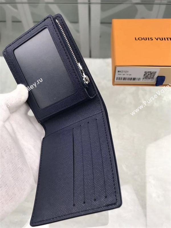 replica Louis Vuitton LV Amerigo Real Leather Wallet Purse Bag M42101 Navy