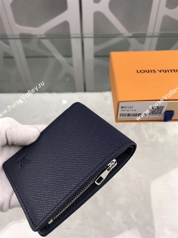 replica Louis Vuitton LV Amerigo Real Leather Wallet Purse Bag M42101 Navy