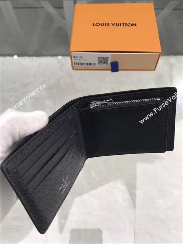 replica Louis Vuitton LV Amerigo Real Leather Wallet Purse Bag M42100 Black