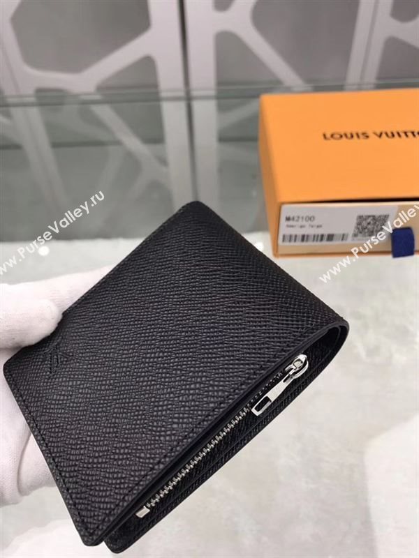 replica Louis Vuitton LV Amerigo Real Leather Wallet Purse Bag M42100 Black