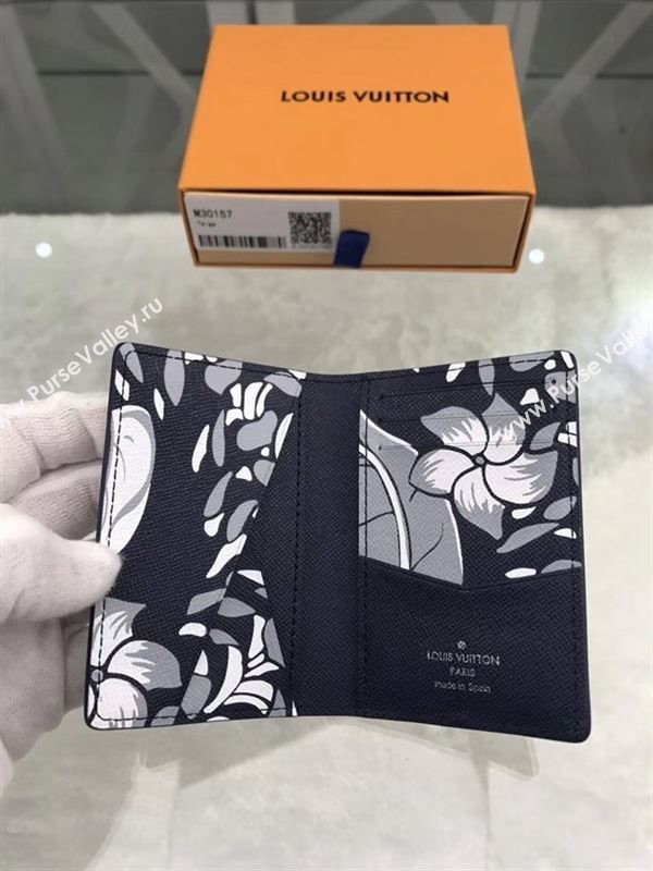 replica Louis Vuitton LV Pocket Organizer Wallet Real Leather Purse Bag M30157 Black