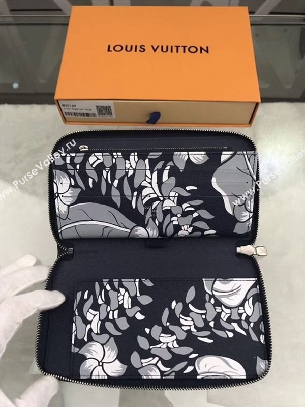 replica Louis Vuitton LV Zippy Organizer Wallet Real Leather Purse Bag M30169 Black