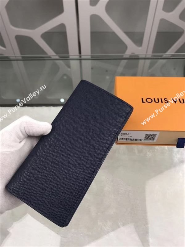 replica M30161 Louis Vuitton LV Brazza Wallet Real Leather Purse Bag Black