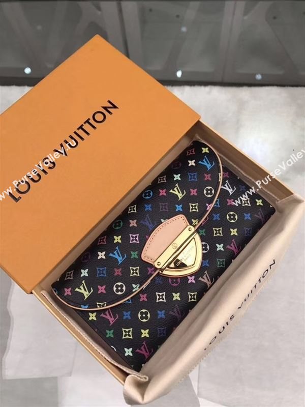 replica M93738 Louis Vuitton LV Monogram Two Fold Flap Wallet Purse Bag Black