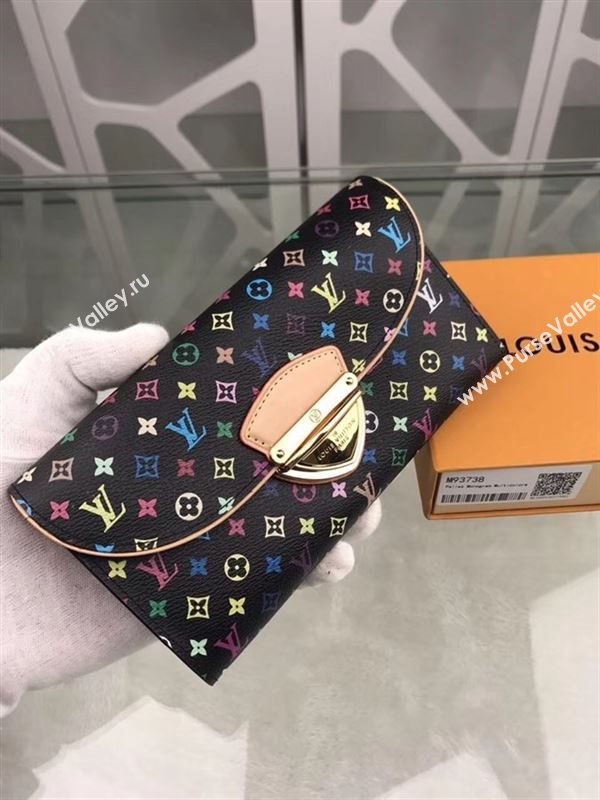 replica M93738 Louis Vuitton LV Monogram Two Fold Flap Wallet Purse Bag Black