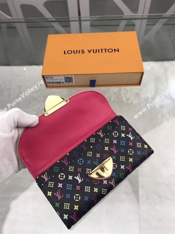 replica M93738 Louis Vuitton LV Monogram Two Fold Flap Wallet Purse Bag Black