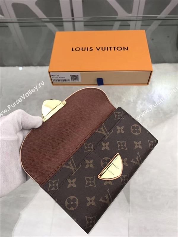 replica M60123 Louis Vuitton LV Monogram Two Fold Flap Wallet Purse Bag Brown