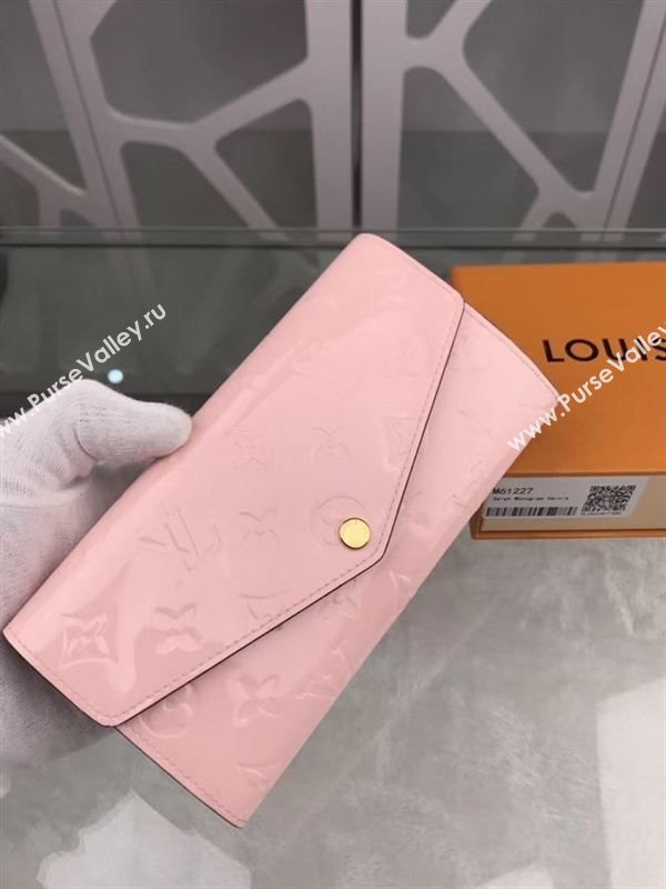 replica M61227 Louis Vuitton LV Monogram Sarah Wallet Patent Leather Purse Bag Pink