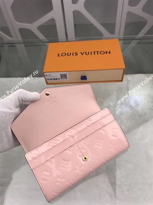 replica M61227 Louis Vuitton LV Monogram Sarah Wallet Patent Leather Purse Bag Pink