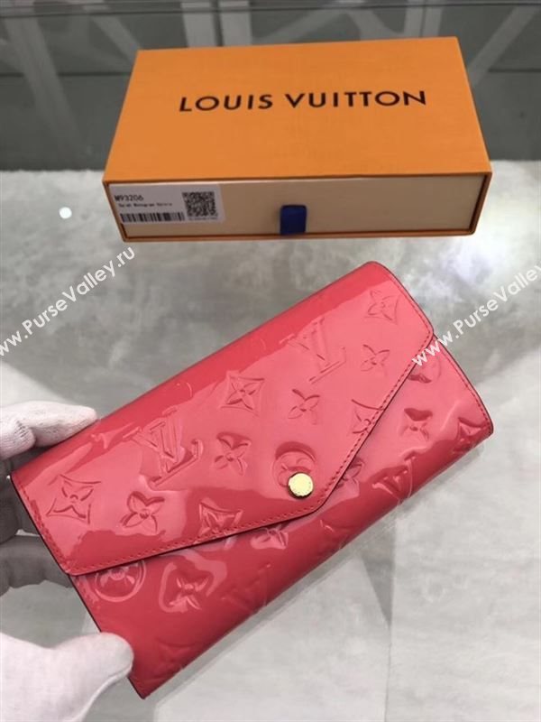 replica M93206 Louis Vuitton LV Monogram Sarah Wallet Patent Leather Purse Bag Cherry