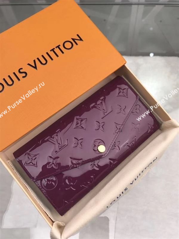 replica M93208 Louis Vuitton LV Monogram Sarah Wallet Patent Leather Purse Bag Purple