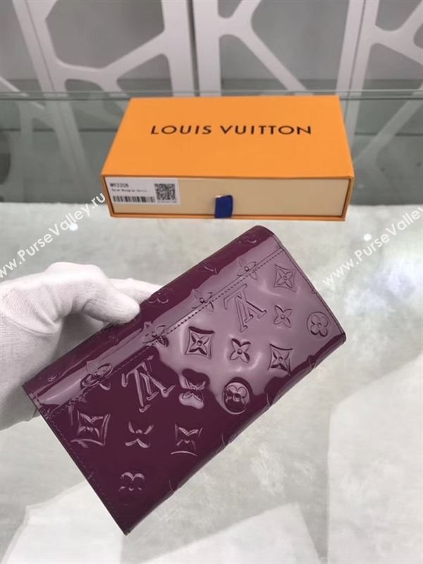 replica M93208 Louis Vuitton LV Monogram Sarah Wallet Patent Leather Purse Bag Purple