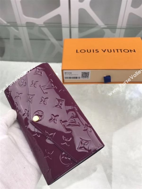 replica M93208 Louis Vuitton LV Monogram Sarah Wallet Patent Leather Purse Bag Purple