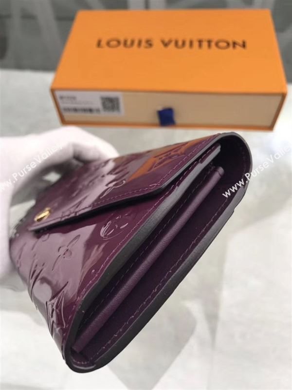 replica M93208 Louis Vuitton LV Monogram Sarah Wallet Patent Leather Purse Bag Purple