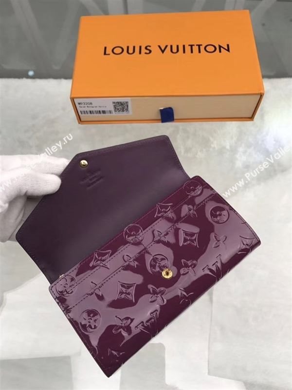 replica M93208 Louis Vuitton LV Monogram Sarah Wallet Patent Leather Purse Bag Purple