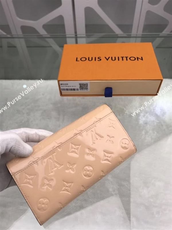 replica M93209 Louis Vuitton LV Monogram Sarah Wallet Patent Leather Purse Bag Nude