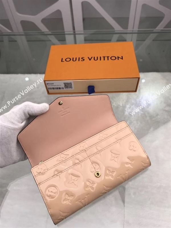 replica M93209 Louis Vuitton LV Monogram Sarah Wallet Patent Leather Purse Bag Nude