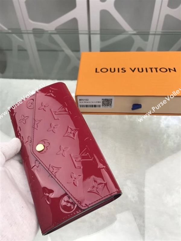 replica M90152 Louis Vuitton LV Monogram Sarah Wallet Patent Leather Purse Bag Red