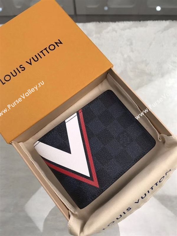 replica Louis Vuitton LV Slender Wallet America Cup Damier Purse Bag Red N64008