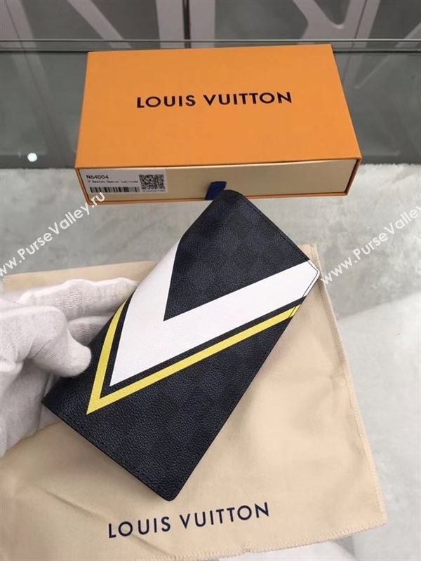 replica Louis Vuitton LV Brazza Wallet America Cup Damier Purse Bag Yellow N64004