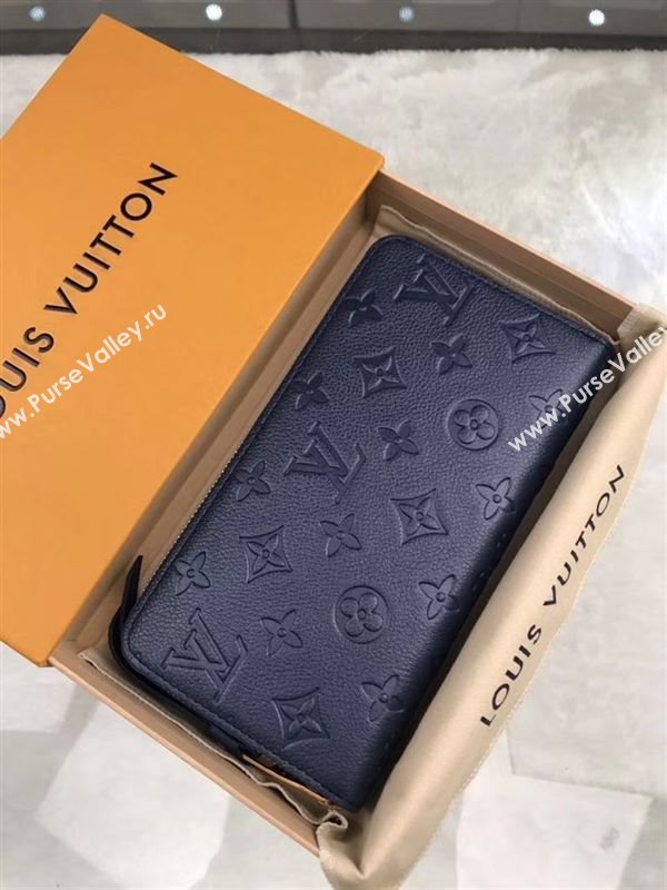 replica Louis Vuitton LV Zippy Wallet Monogram Real Leather Purse Bag Navy M60570