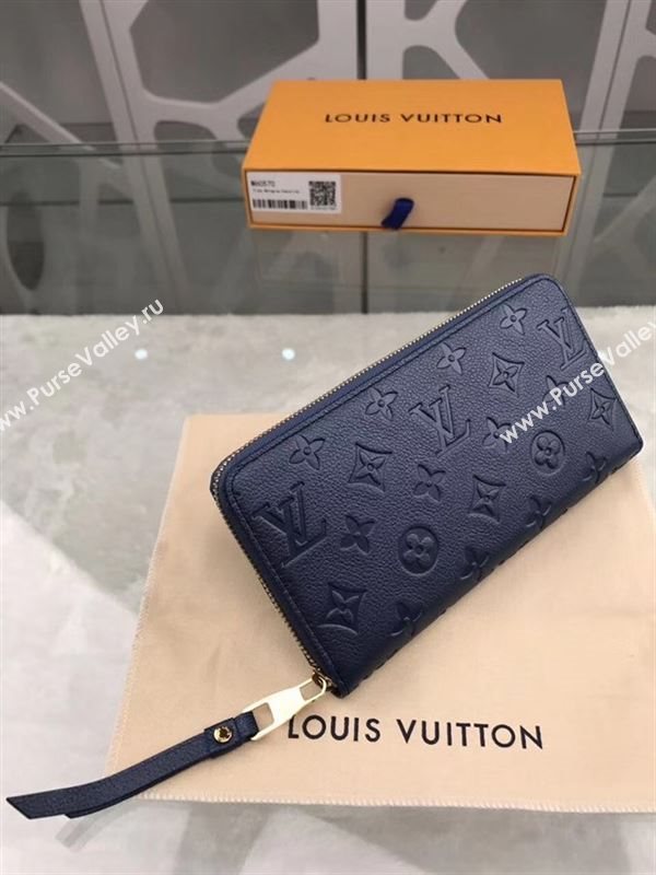 replica Louis Vuitton LV Zippy Wallet Monogram Real Leather Purse Bag Navy M60570