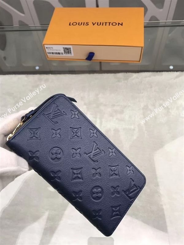 replica Louis Vuitton LV Zippy Wallet Monogram Real Leather Purse Bag Navy M60570