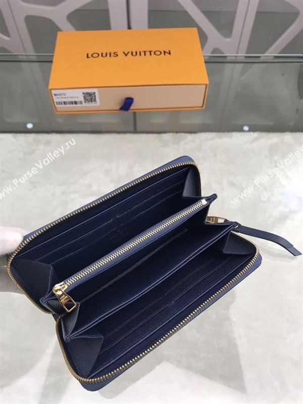 replica Louis Vuitton LV Zippy Wallet Monogram Real Leather Purse Bag Navy M60570