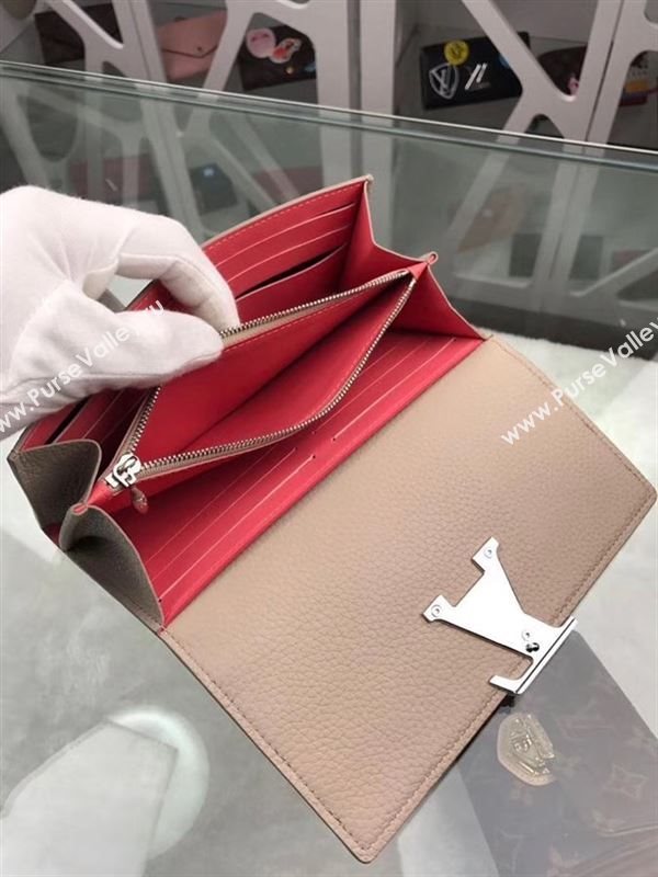 replica Louis Vuitton LV Capucines Wallet Real Leather Purse Bag Apricot&Red M62132